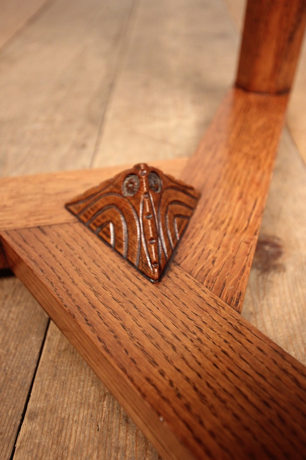 Arts and Crafts Oak Trefoil Table View VIII