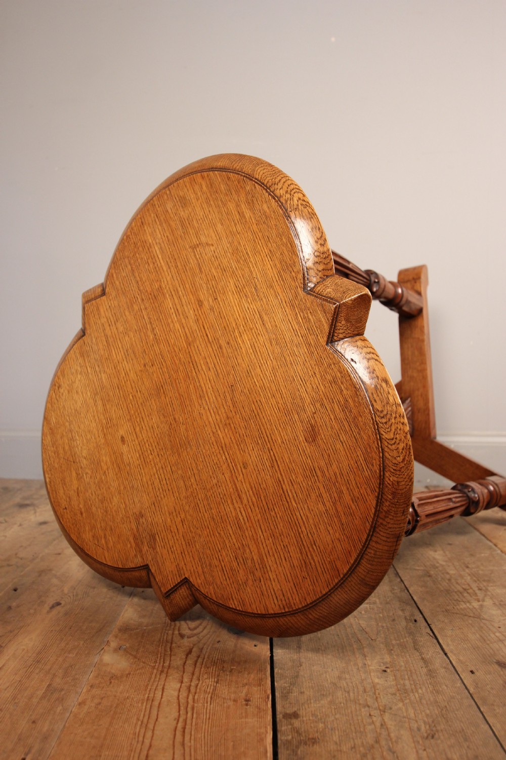 Arts and Crafts Oak Trefoil Table View IX