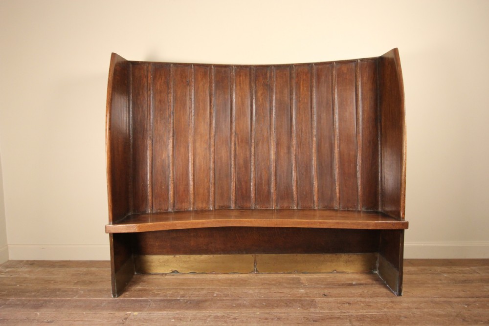 19th C Curved Oak Settle View III