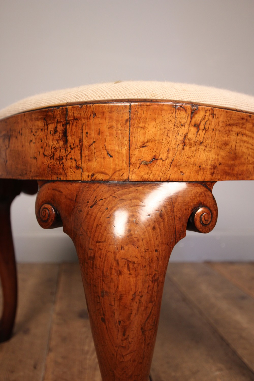 Rare George II Walnut Oval Stool View III
