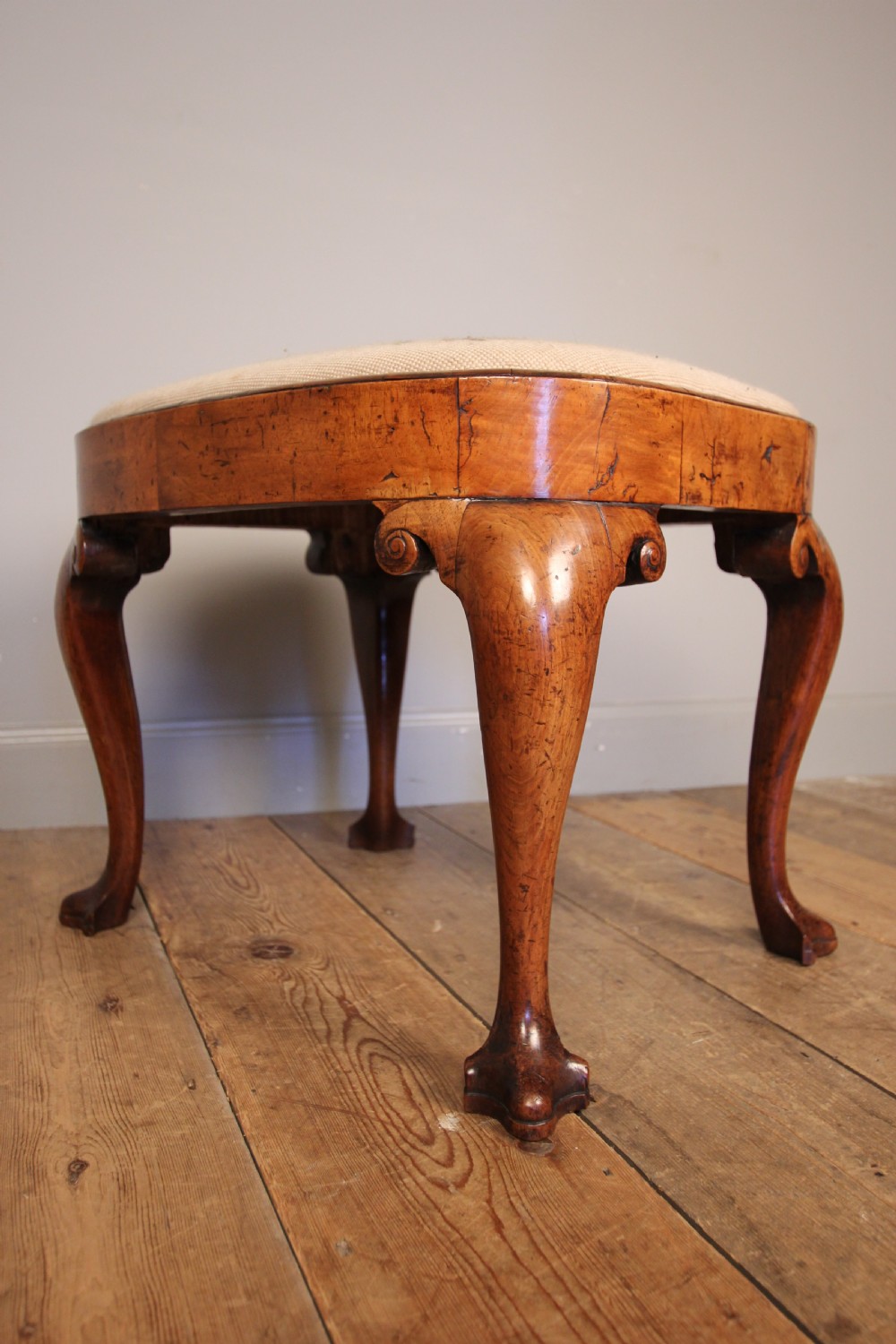 Rare George II Walnut Oval Stool View VI