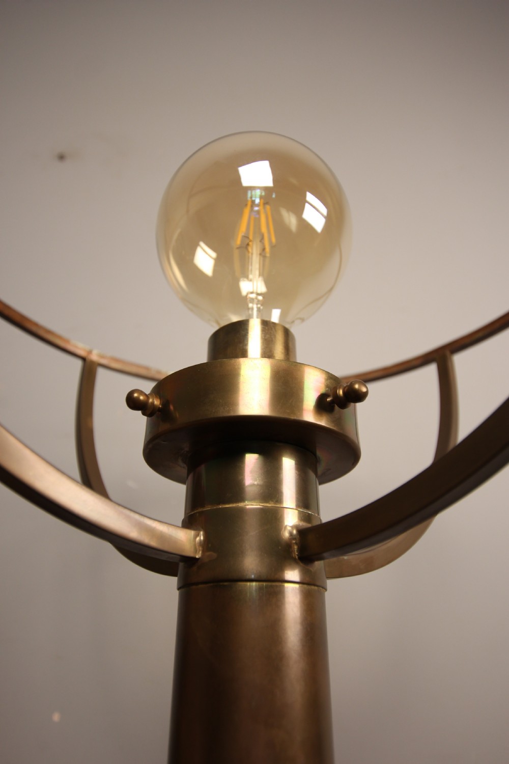 Large Pair of Brass Lamps with original shades View VIII
