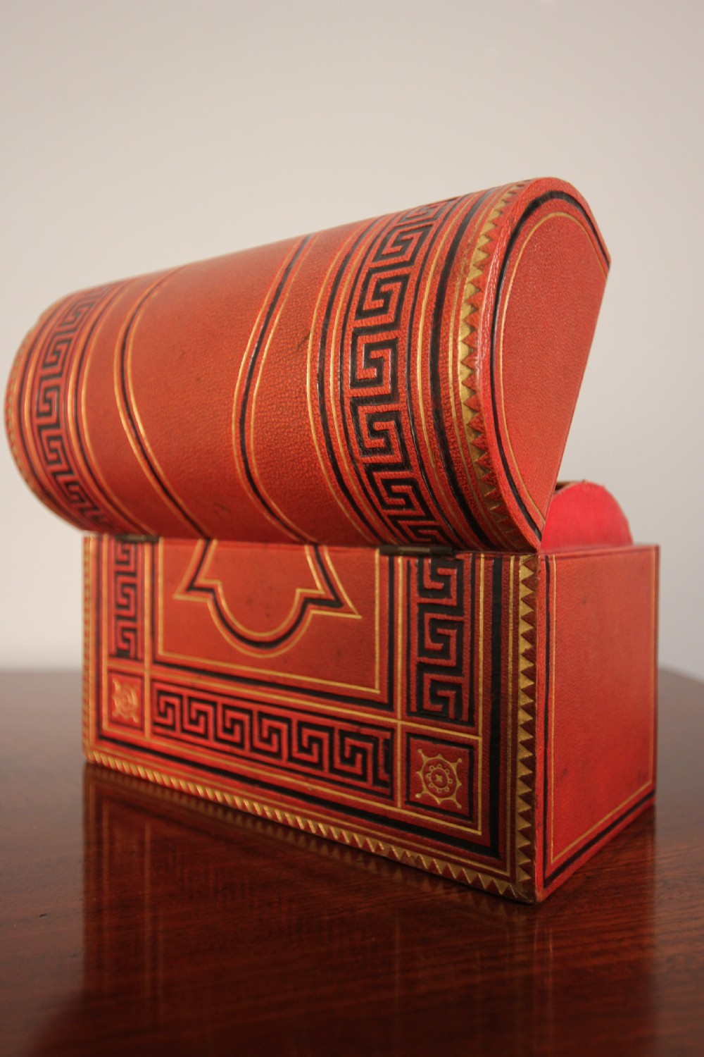 Striking 19th C Embossed Leather Stationary Box View III