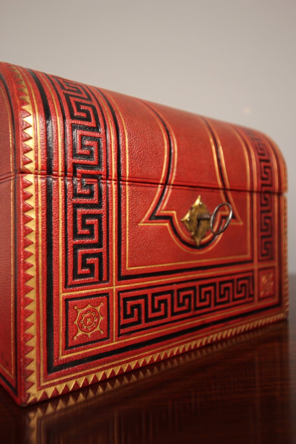 Striking 19th C Embossed Leather Stationary Box View IV
