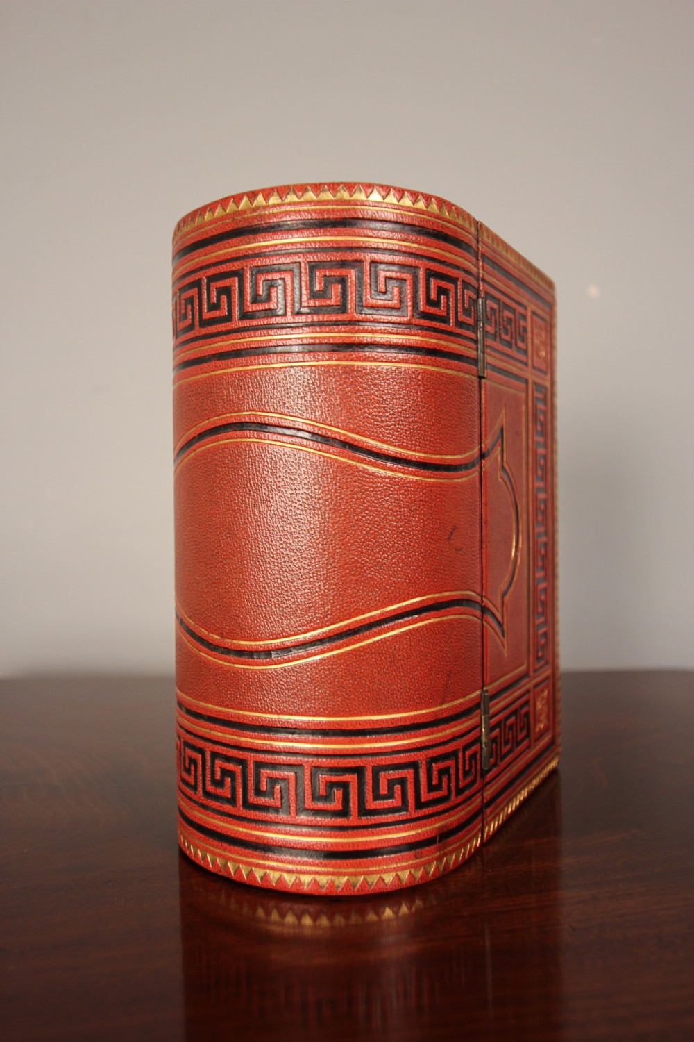 Striking 19th C Embossed Leather Stationary Box View VI