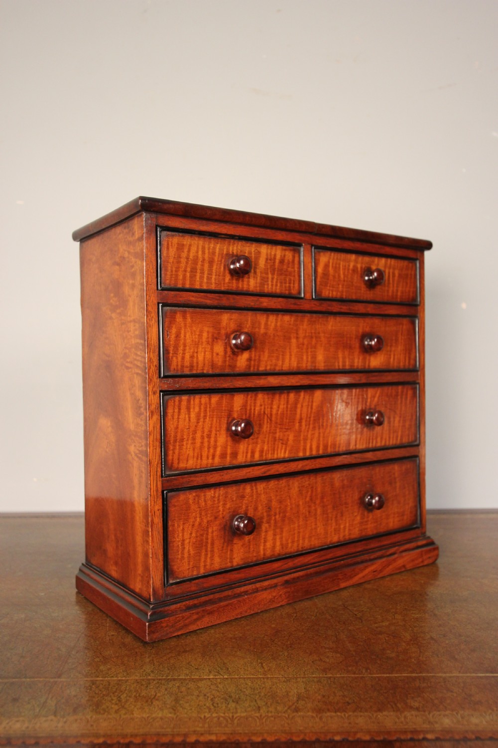 19th C Mahogany & Ebony Apprentice Chest