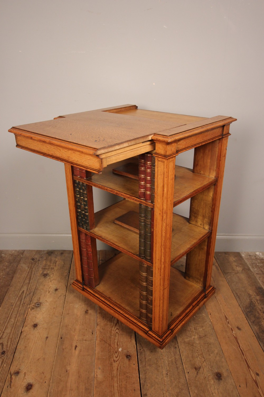 Super Oak Pedestal Open Bookcase atb. Gillows View V