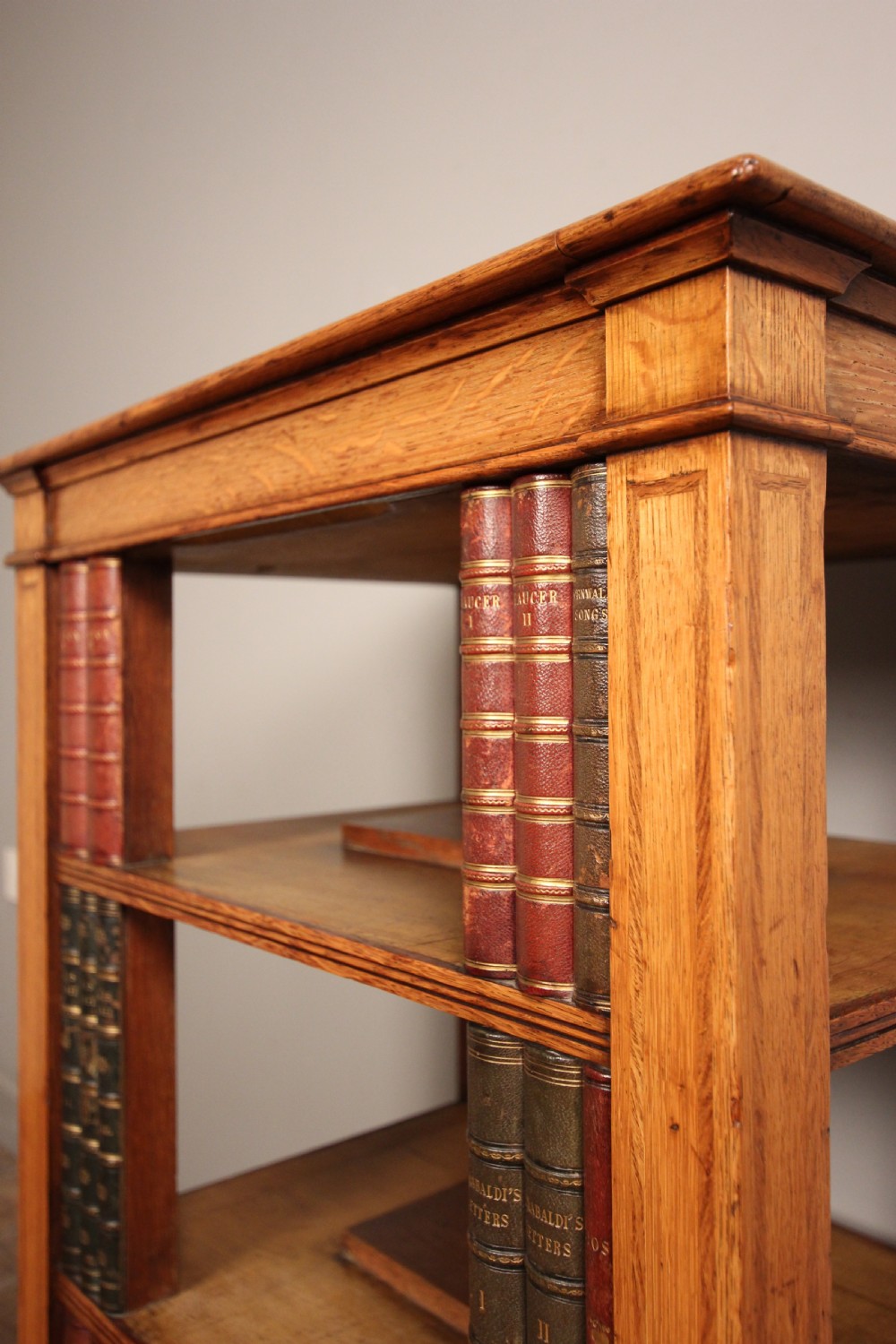 Super Oak Pedestal Open Bookcase atb. Gillows View VII