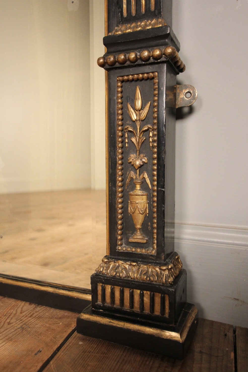 Stylish 19th C Ebonised and Giltwood Overmantel Mirror View IV