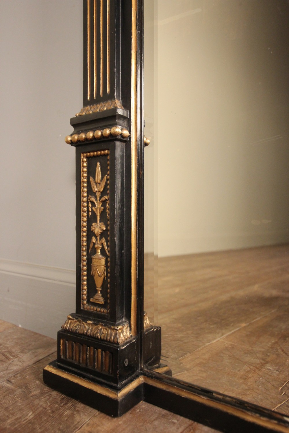 Stylish 19th C Ebonised and Giltwood Overmantel Mirror View VI