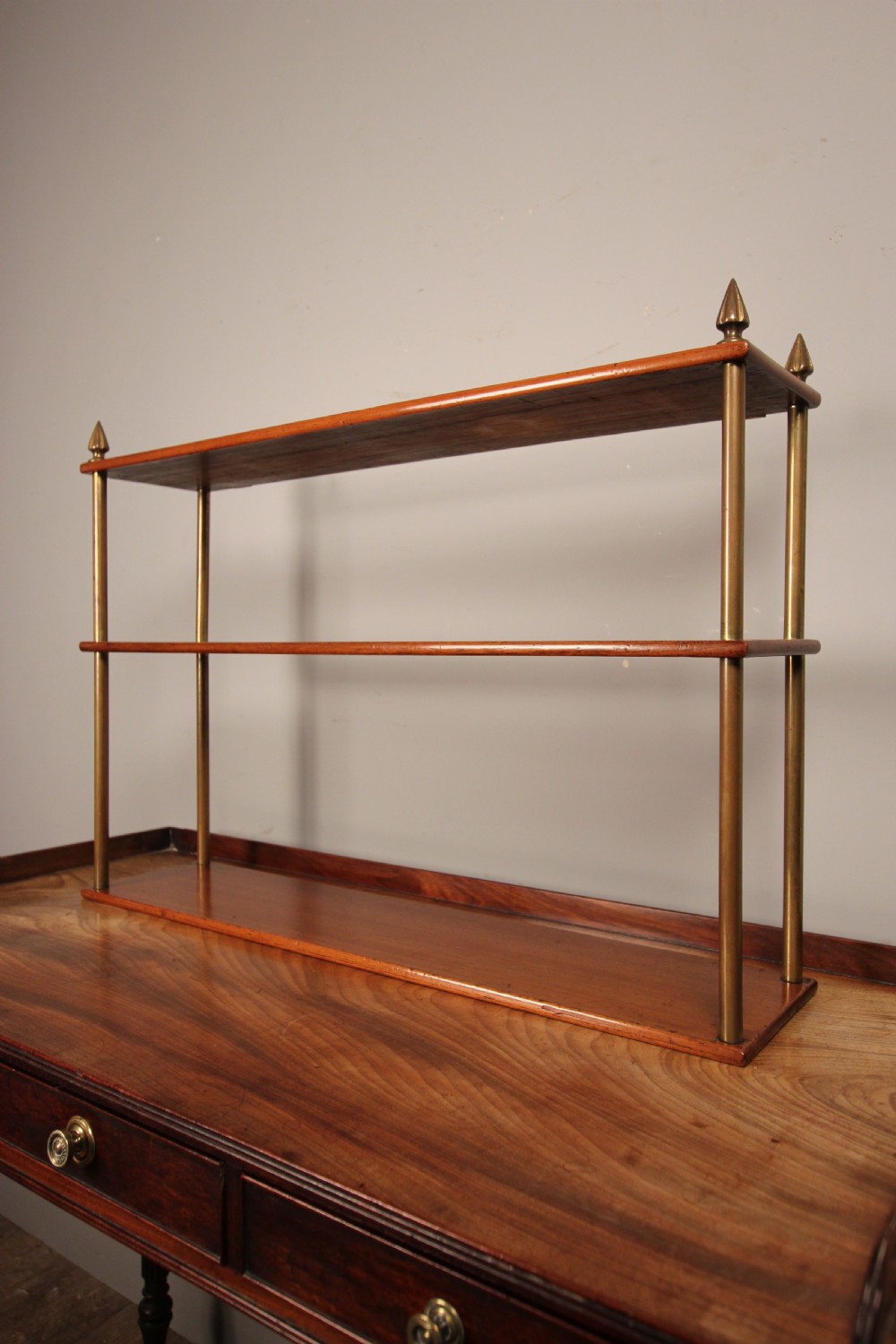 Campaign Military Teak Hanging Wall Shelves View II