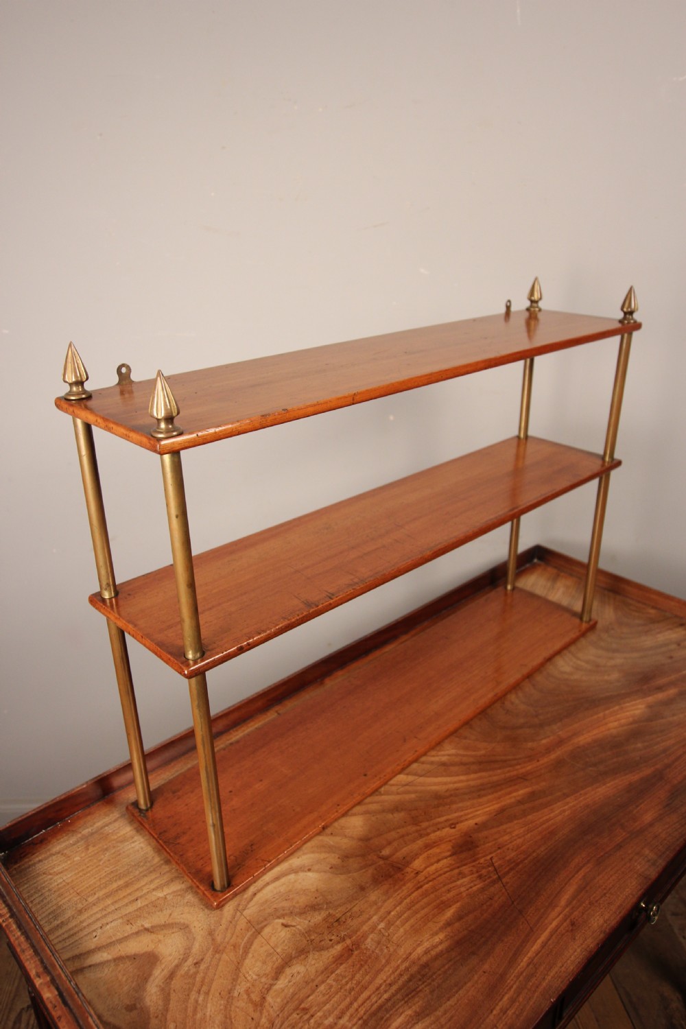 Campaign Military Teak Hanging Wall Shelves View III