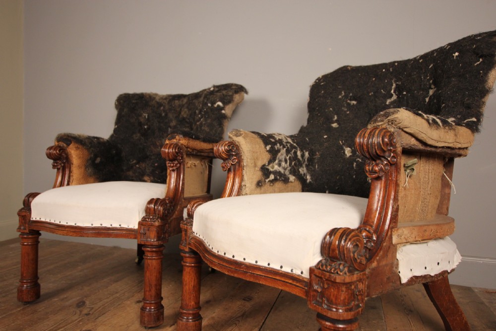 A Superb Pair English Oak Library Armchairs View III