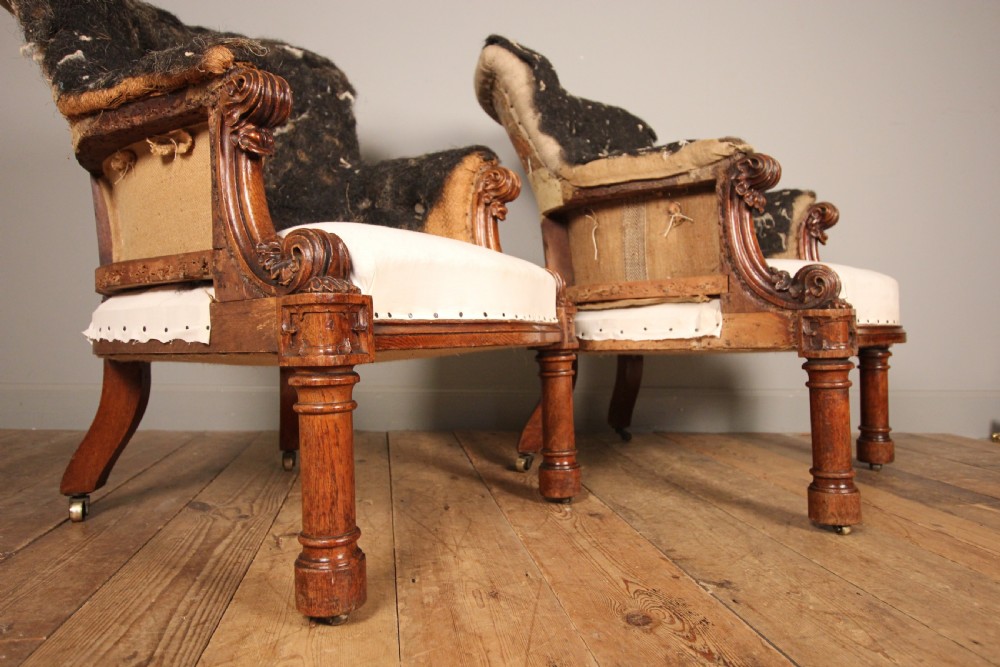 A Superb Pair English Oak Library Armchairs View VI