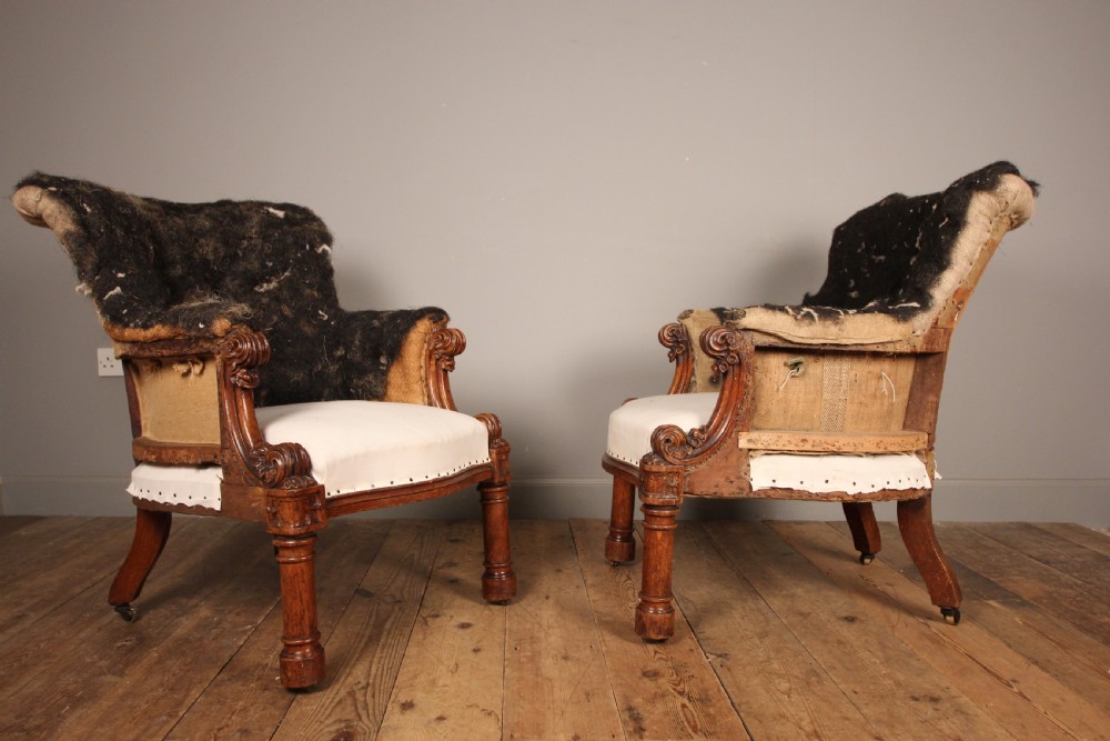 A Superb Pair English Oak Library Armchairs View VII