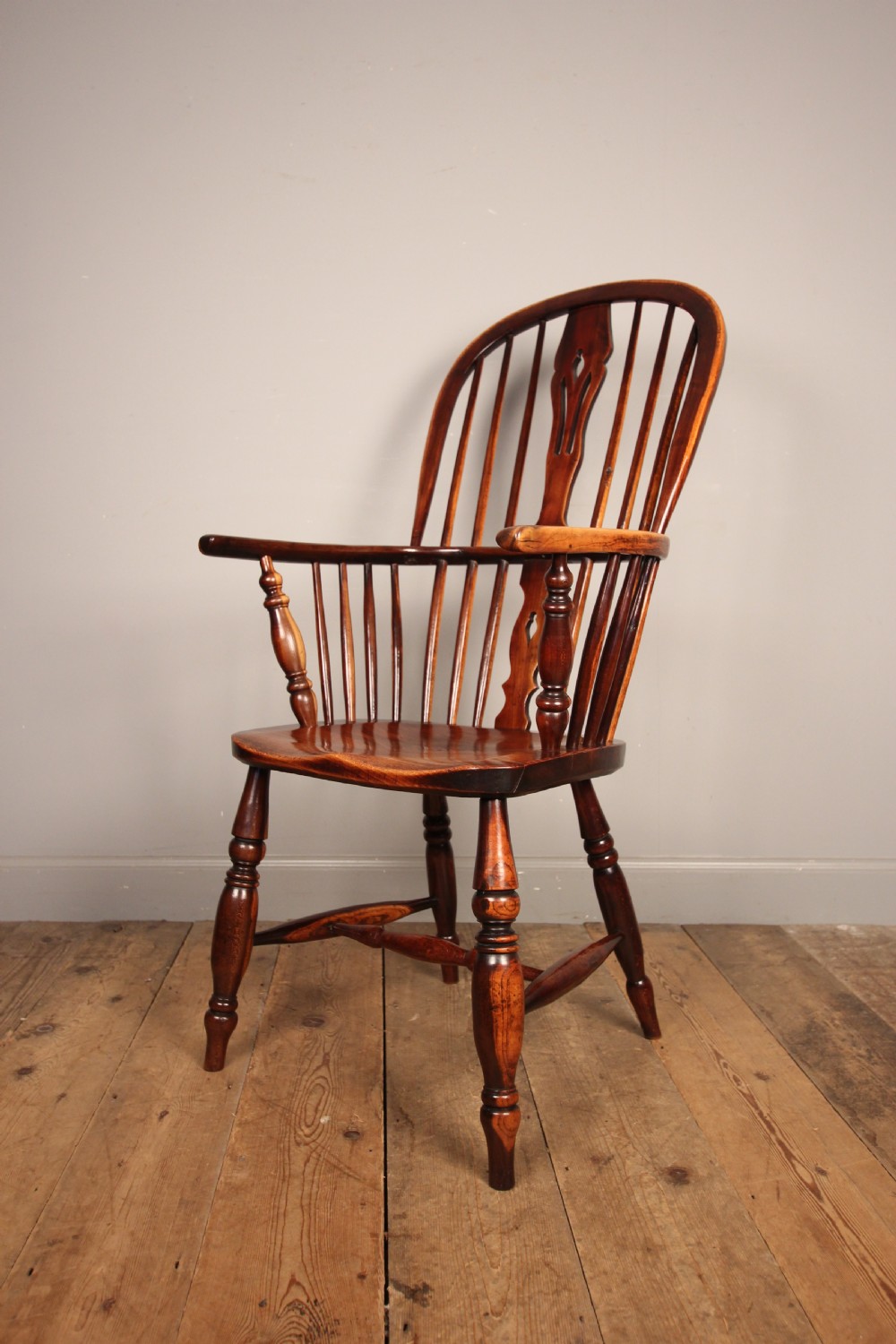 Lancashire High Back Elm Windsor Chair View V