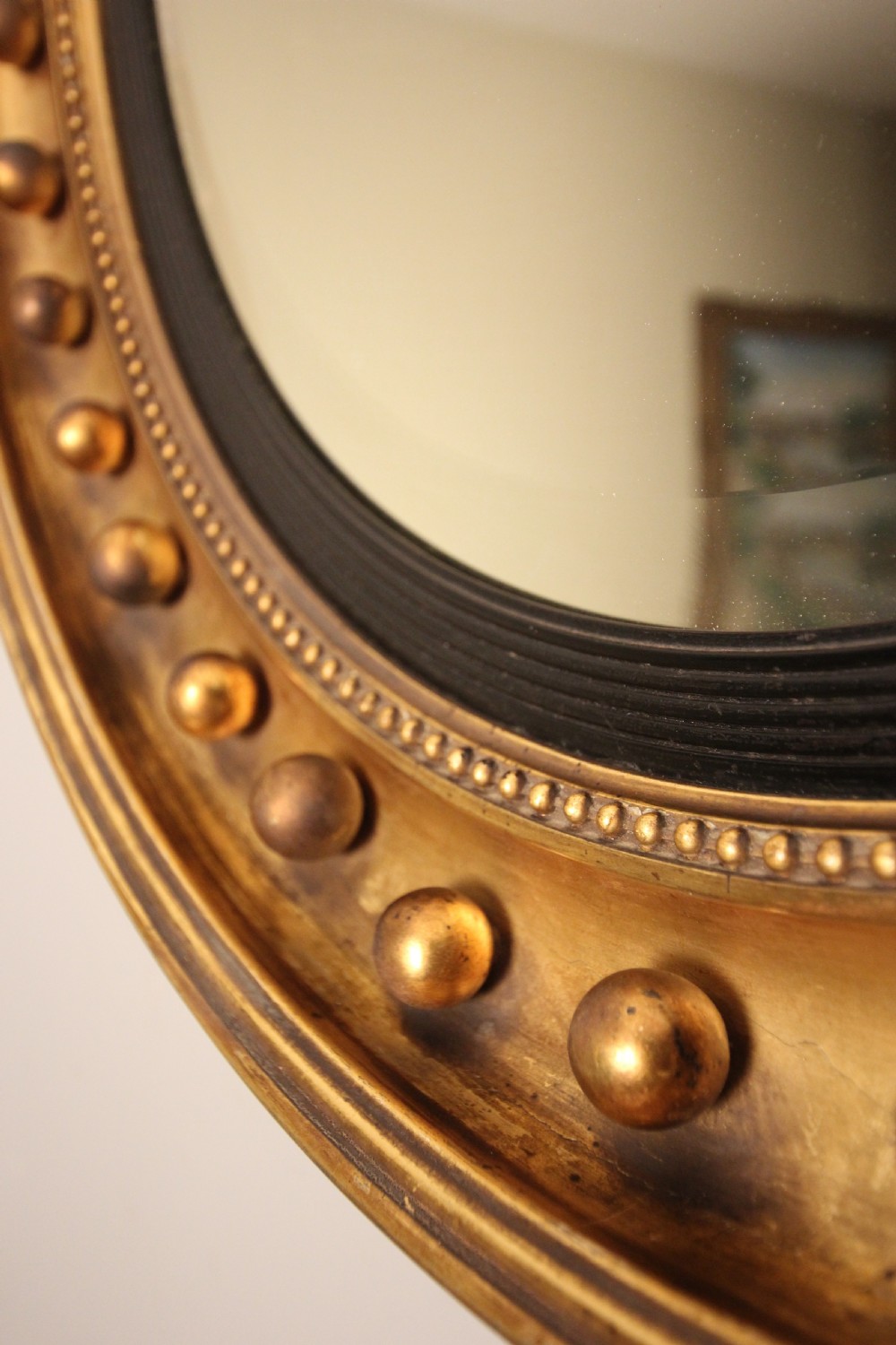 Large 19th C Giltwood Circular Mirror View VI