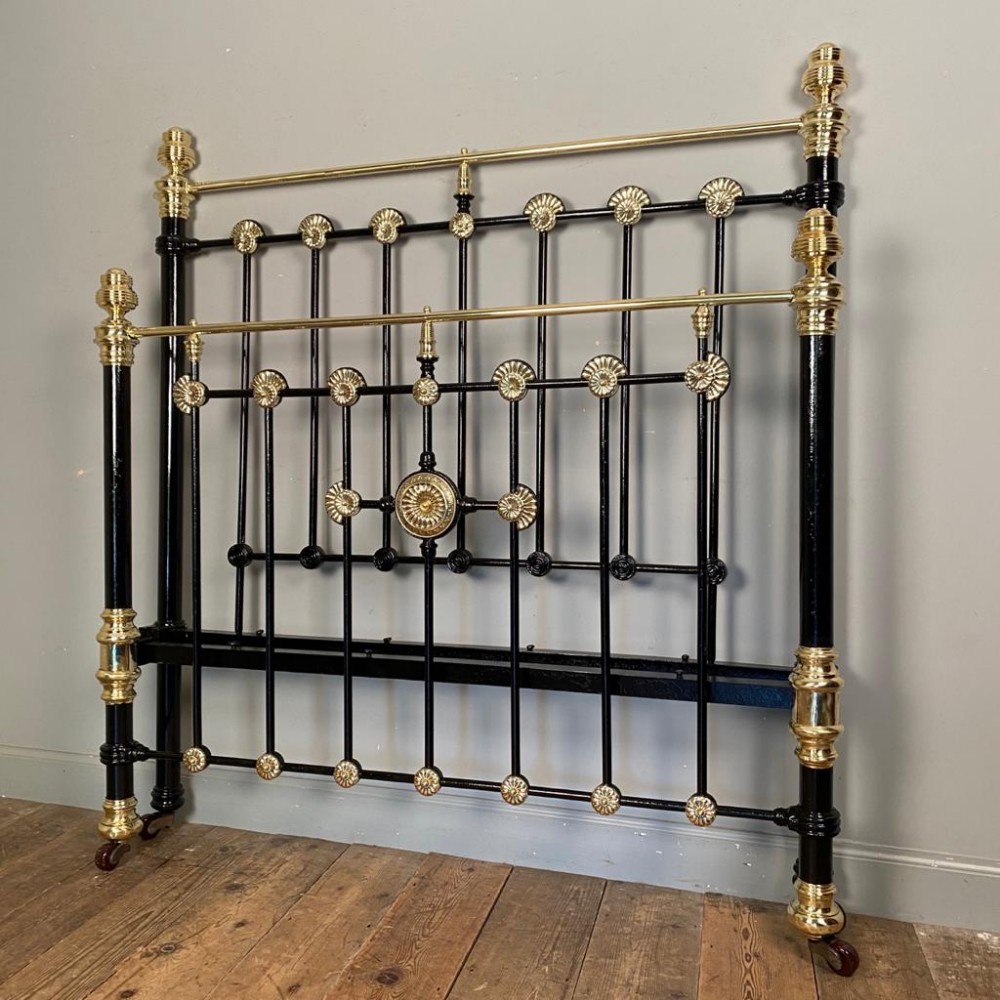 19th C Brass & Iron Rosette Bed (Double)