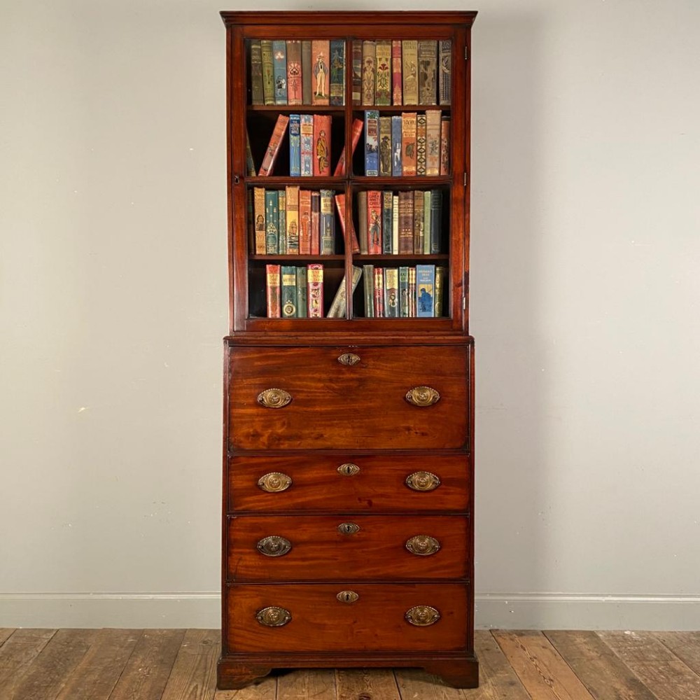 George II Mahogany Narrow Secretaire Bookcase
