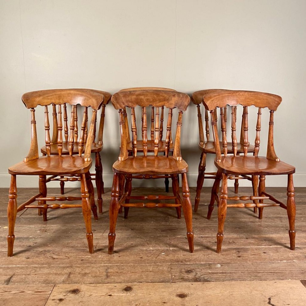 Set of 6 Satin Birch Windsor Chairs