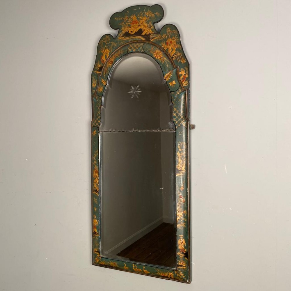 Edwardian Queen Anne Chinoiserie Pier Mirror