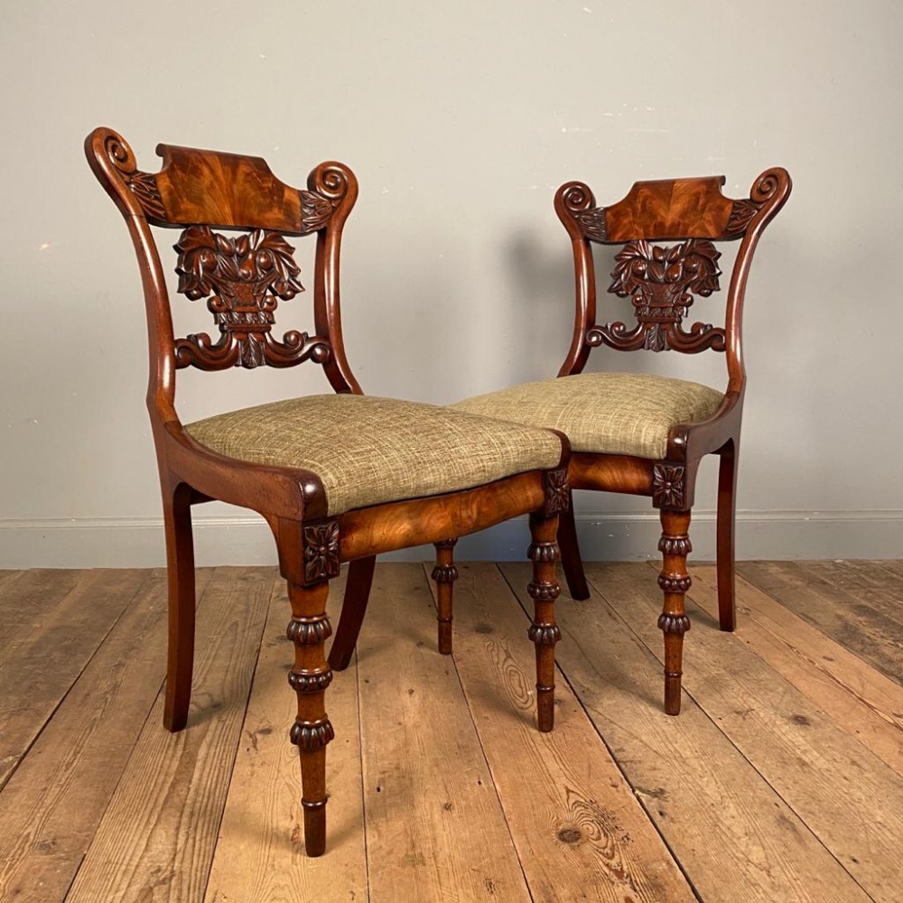 Stunning Pair of Mahogany Side Chairs