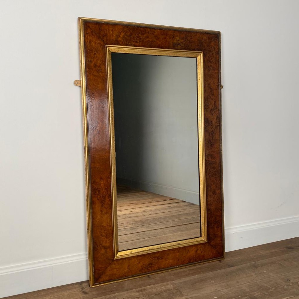 19th C Burr Elm and Giltwood Mirror