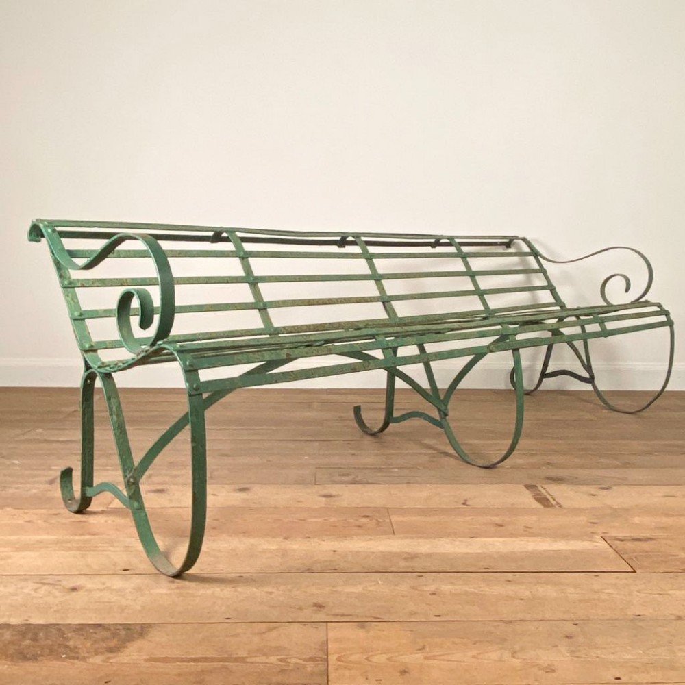 Boulton & Paul Edwardian Strap Work Garden Bench in Original Paint