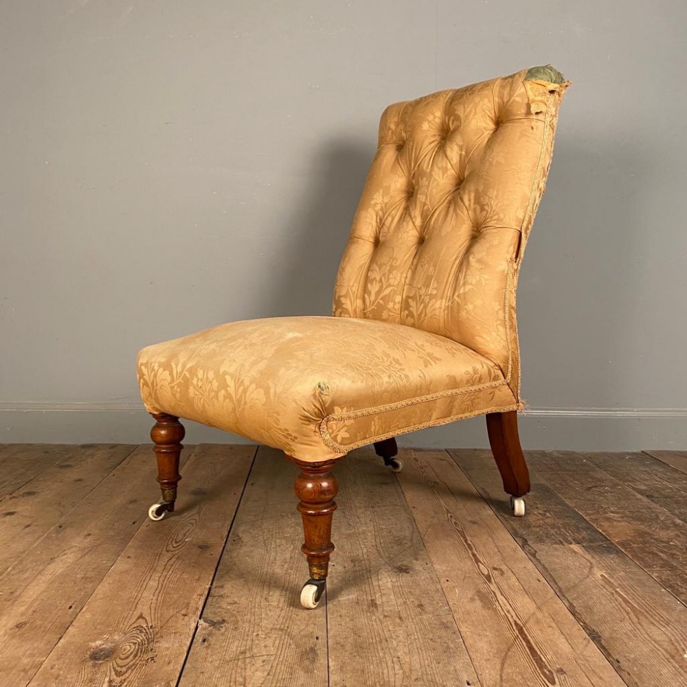19th C Walnut Slipper Chair