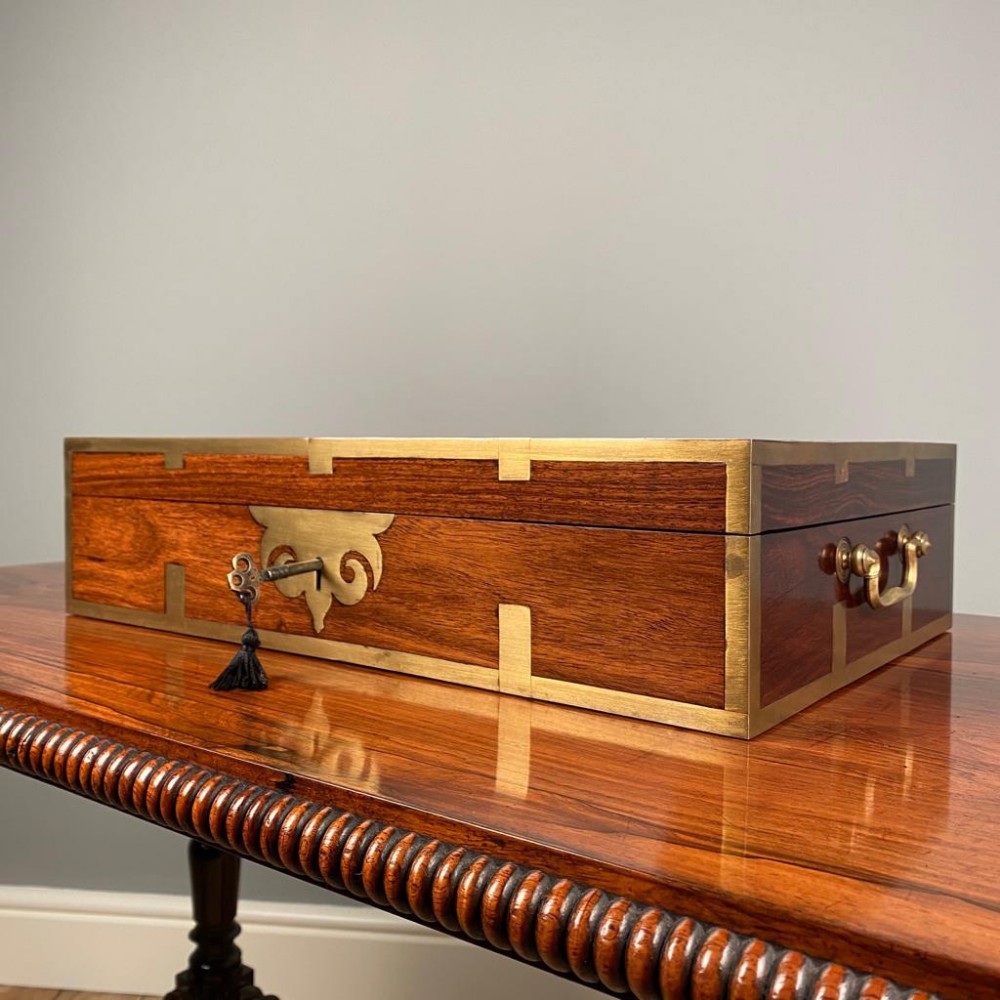 Anglo Indian Padouk Campaign Writing Box