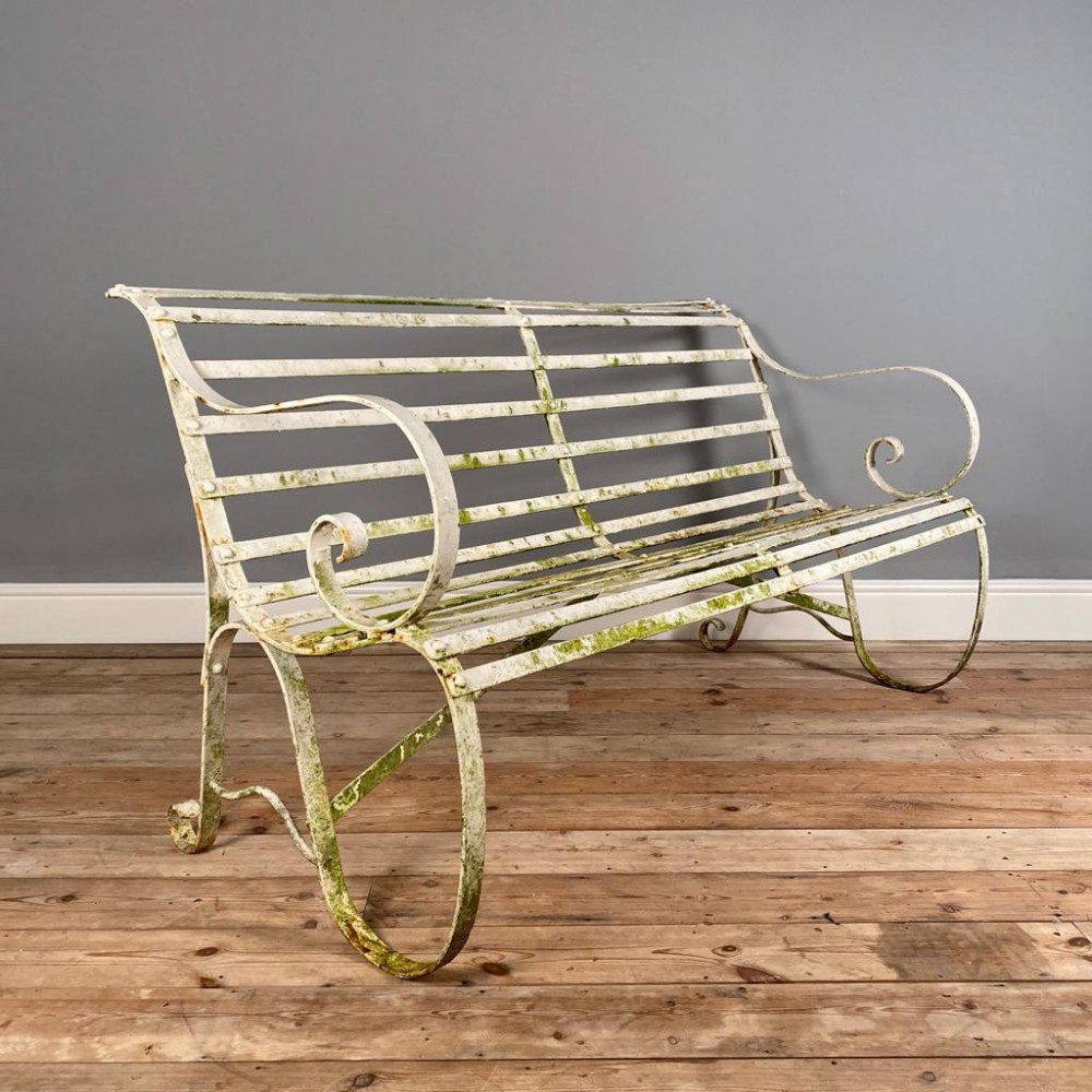 19th Century Wrought Iron Strap Work Iron Bench