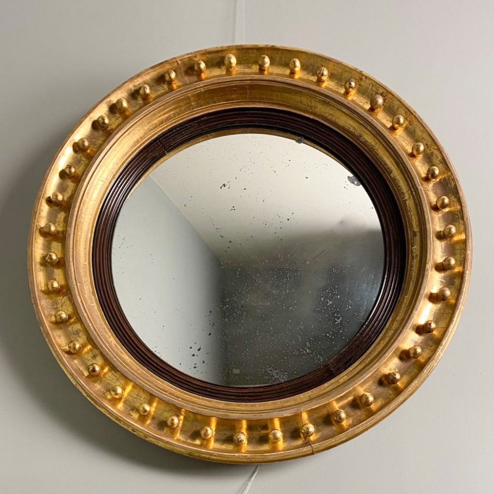 Large Regency Convex Giltwood Mirror