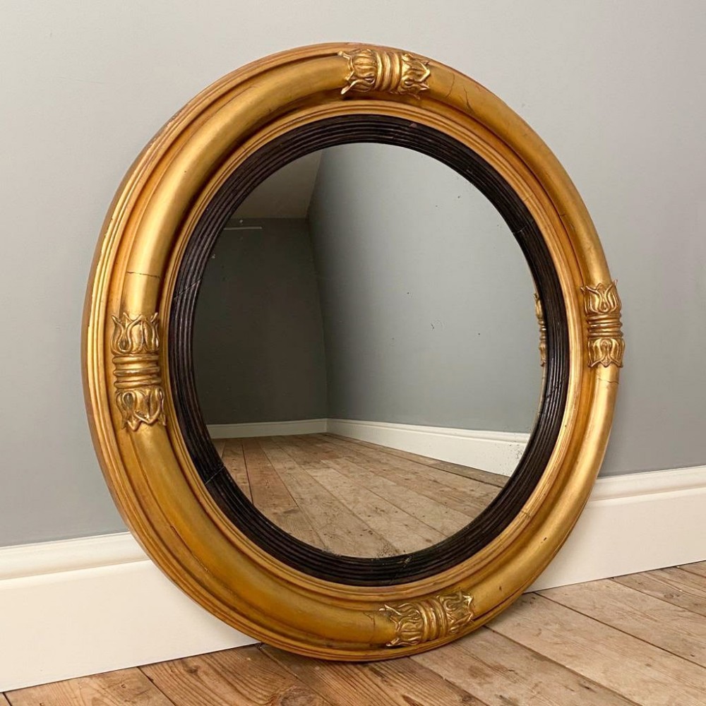 Large William IV Giltwood Convex Mirror