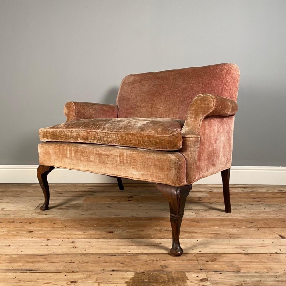 George II Style Small Velvet Sofa 