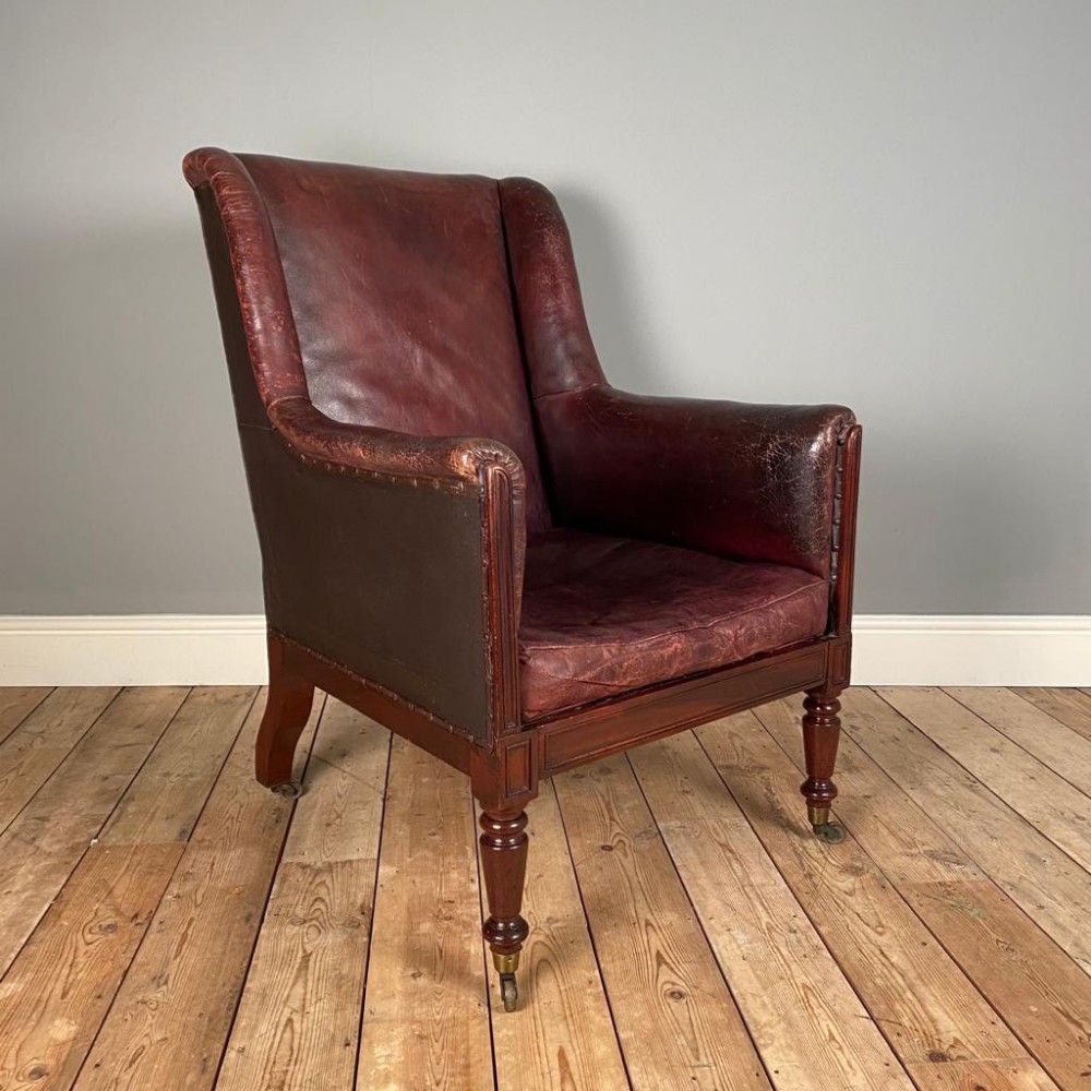 Regency Leather Library Chair in the Manner of Gillows