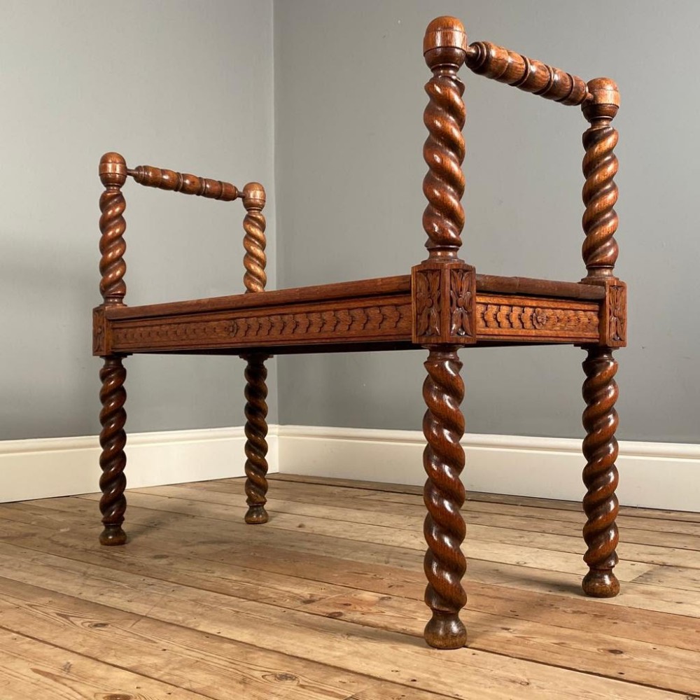 19th C. English Oak Hall Bench
