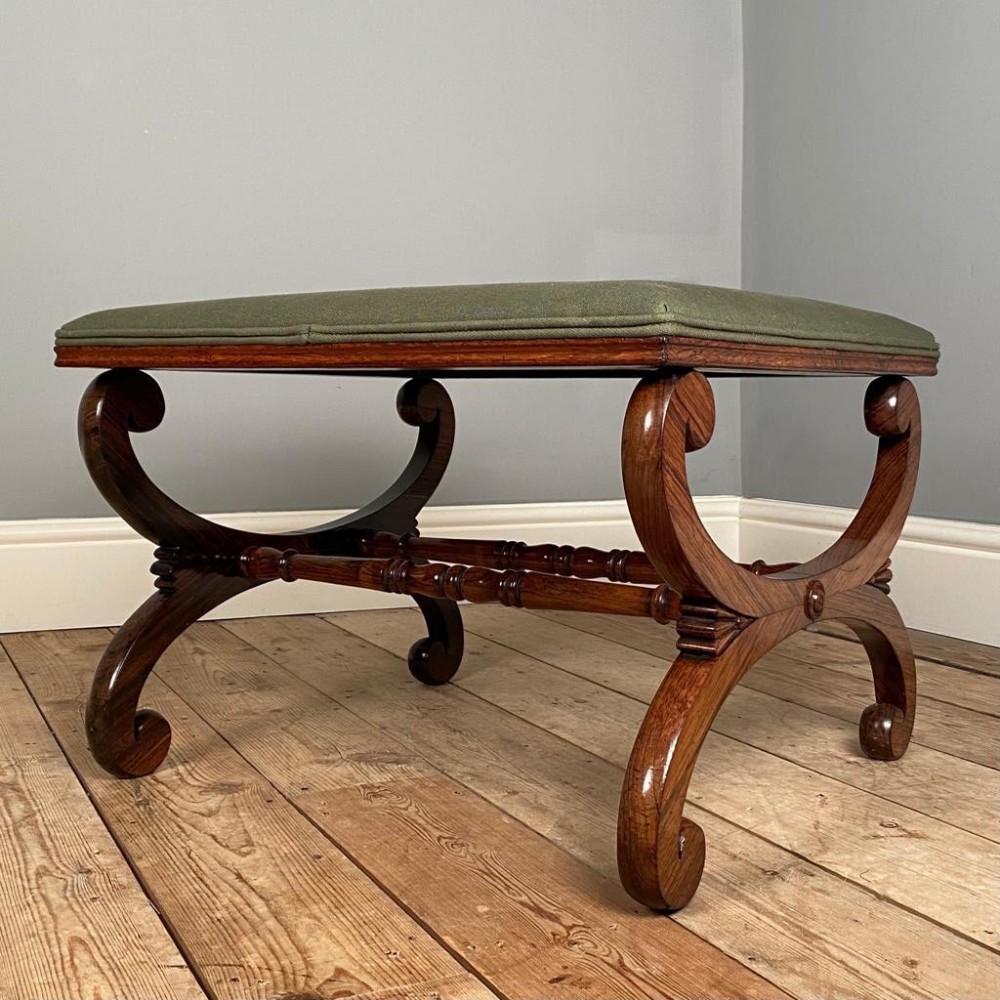 Fine Regency Rosewood X Frame Stool