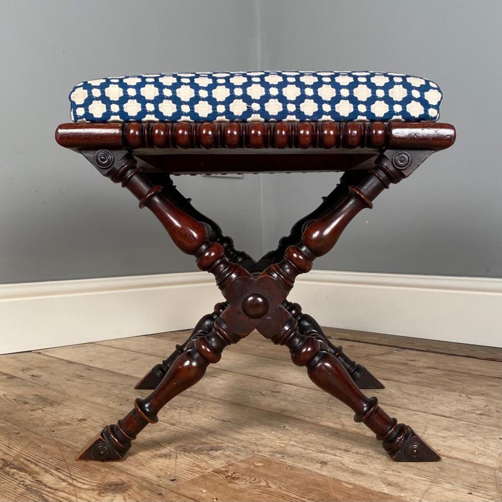 19th Century X Frame Bobbin Stool