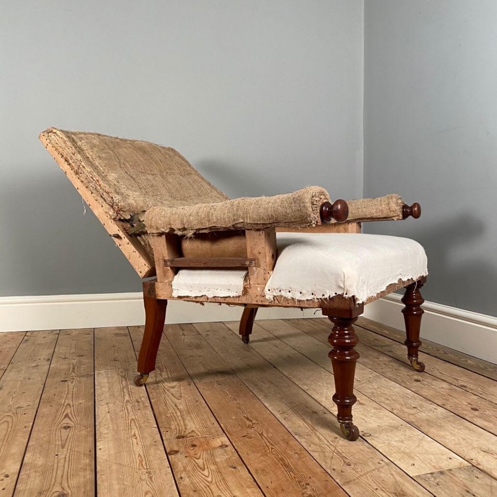 19th C Walnut Reclining Armchair