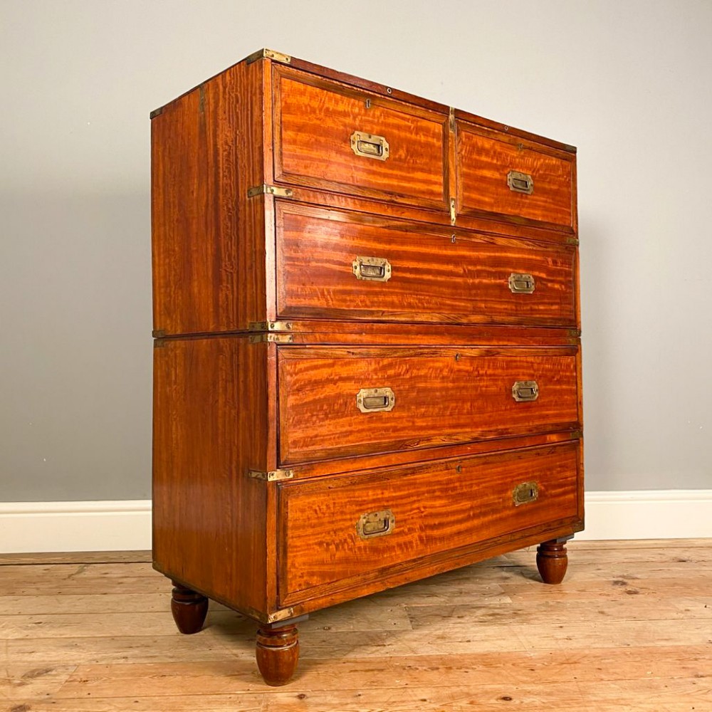 19th C Solid Satinwood Campaign Chest