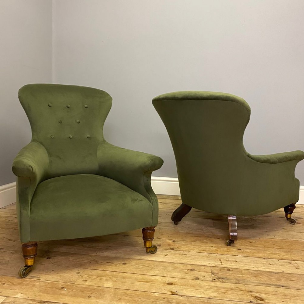  Pair of 19th C Rosewood Armchairs - Manner of Holland & Sons