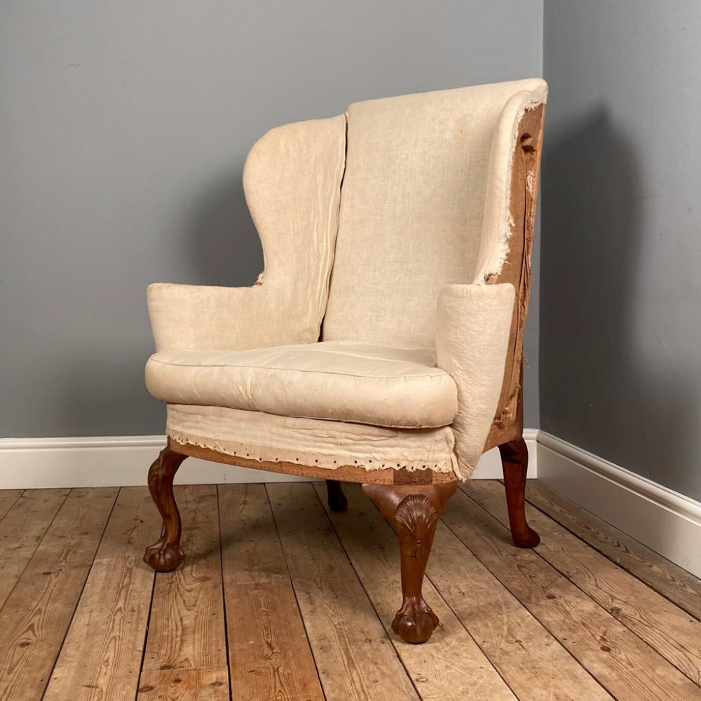 Shapely Edwardian Wing Chair in the George II Style