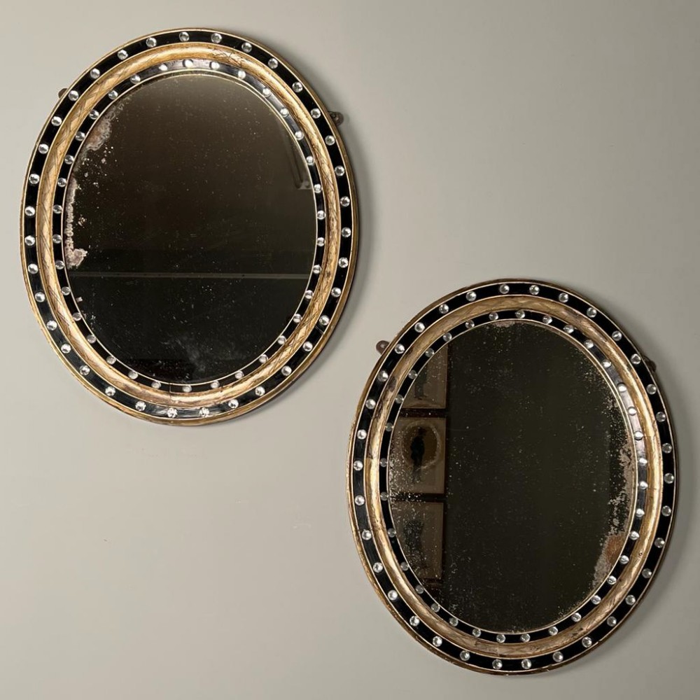 Rare Pair of Regency Irish Oval Mirrors
