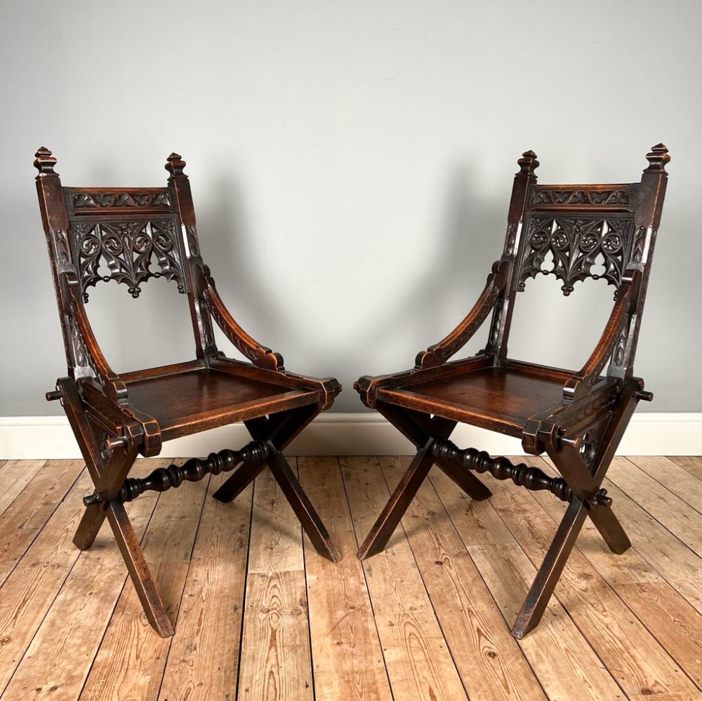 Pair of Bold Gothic Oak Glastonbury
