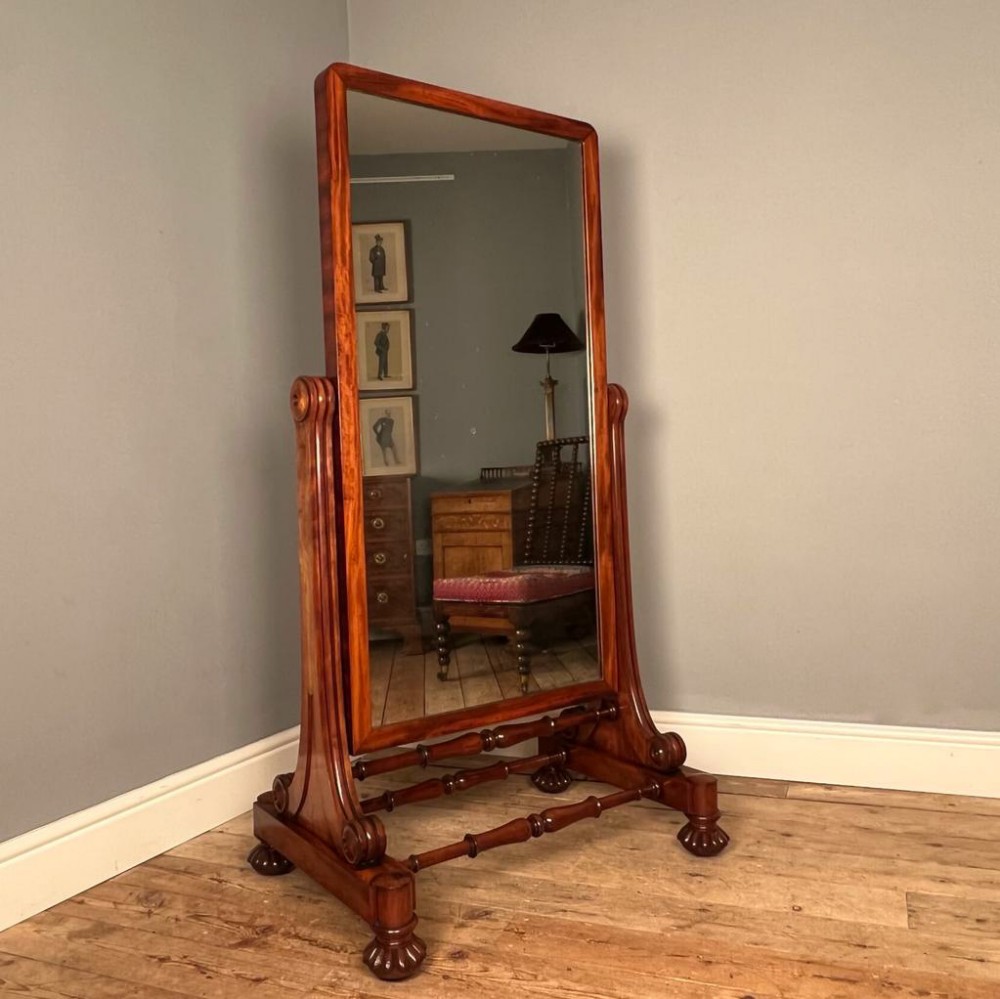 19th C Gillows Mahogany Cheval Mirror