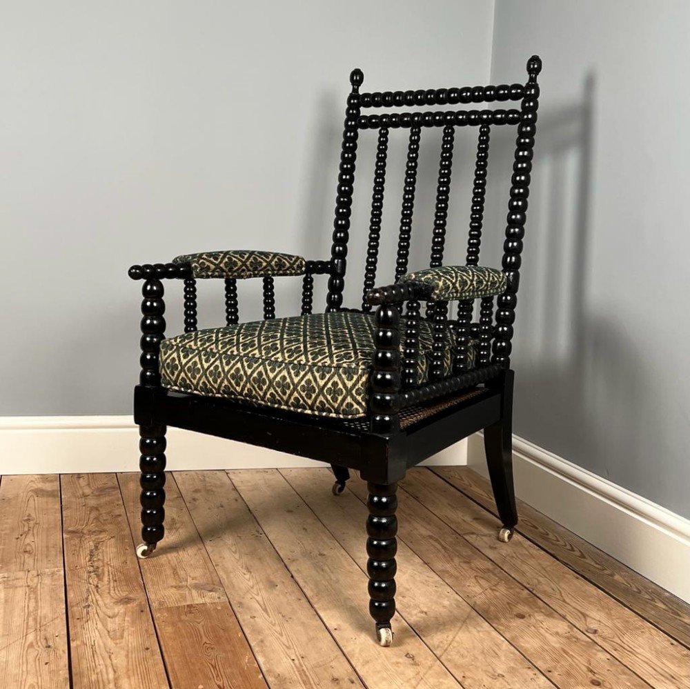 19th C Ebonised Bobbin Chair