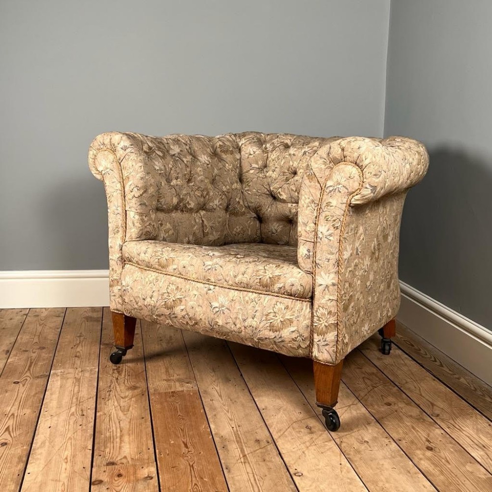 Large 19th C Buttoned Tub Chair