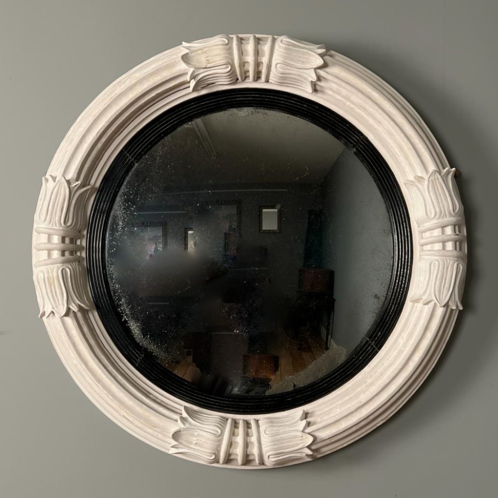 Striking Large William IV Gesso Convex Mirror
