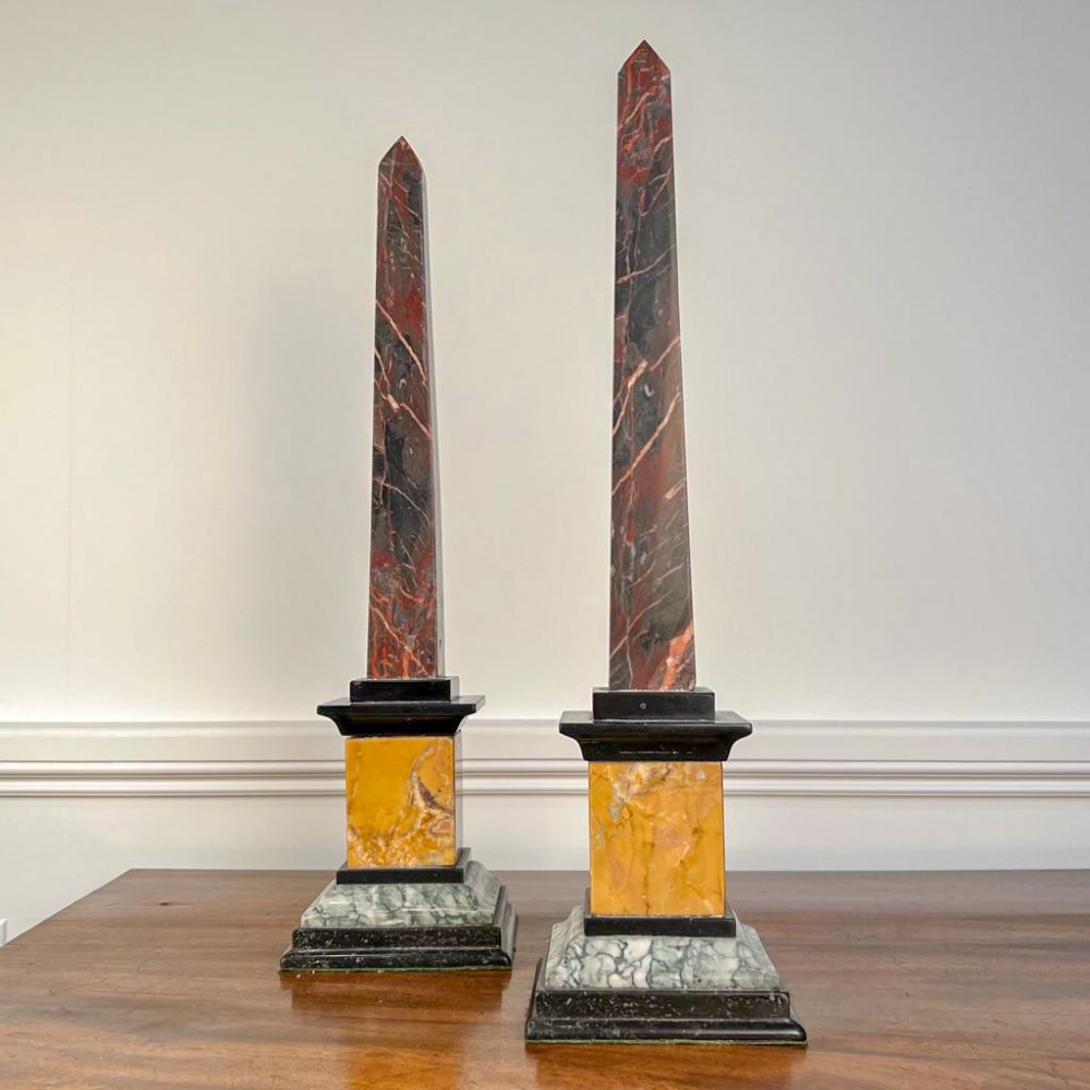 Pair of Grand Tour Italian Marble Obelisks