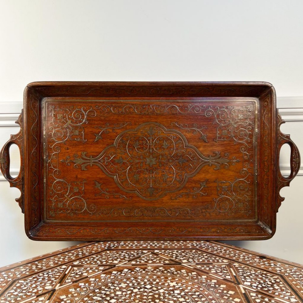 Beautiful Hoshiarpur Brass Inlaid Tray